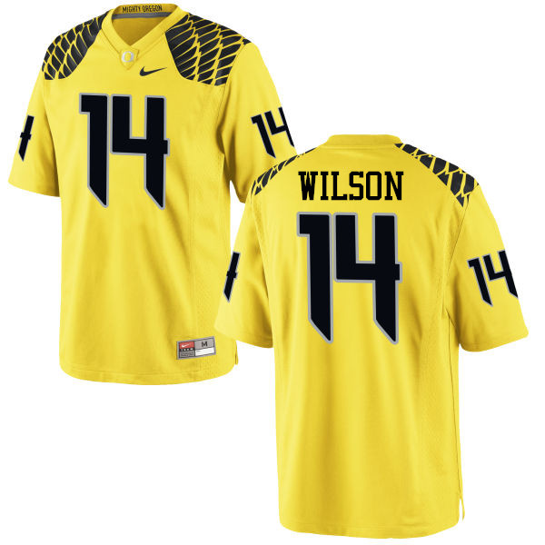 Men #14 Terry Wilson Oregon Ducks College Football Jerseys-Yellow - Click Image to Close